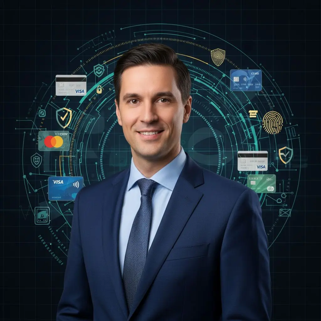 Portrét odborníka na online platby Radka Svobody na profesionálním pozadí